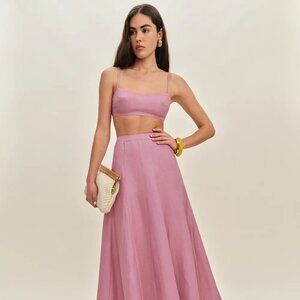 Reformation Jori Linen Two Piece Pink - Size 4